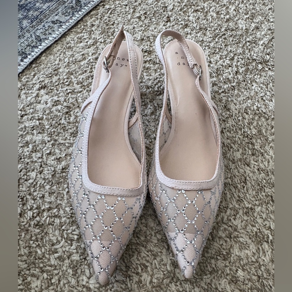 Elegant Nude Mesh Slingback Heels